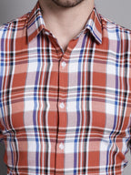 Jainish Men's Classic Checks Formal Shirt - Brown | Grocsy