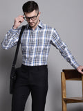 Jainish Men's Classic Checks Formal Shirt - Grey | Grocsy