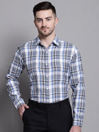 Jainish Men's Classic Checks Formal Shirt - Grey | Grocsy