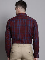 Jainish Men's Classic Checks Formal Shirt - Maroon | Grocsy