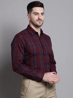 Jainish Men's Classic Checks Formal Shirt - Maroon | Grocsy