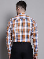 Jainish Men's Classic Checks Formal Shirt - Orange | Grocsy