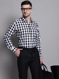 Jainish Men's Buffalo Check Formal Shirt - Black | Grocsy