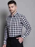 Jainish Men's Buffalo Check Formal Shirt - Black | Grocsy