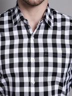 Jainish Men's Buffalo Check Formal Shirt - Black | Grocsy