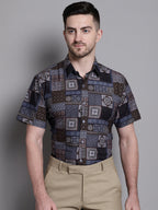 Jainish Men's Printed Formal Shirt - Coffee | Grocsy