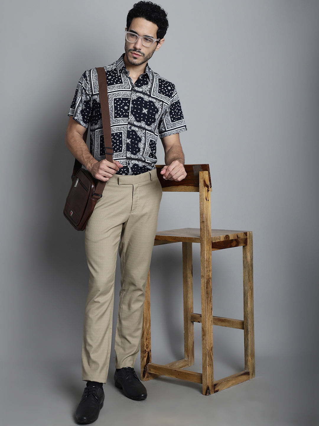 Jainish Men's Paisley Printed Formal Shirts - Navy Blue | Grocsy