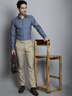 Jainish Men's Geomatric Printed Formal Shirts - Navy Blue | Grocsy