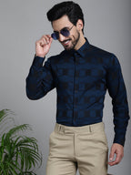 Indian Needle Men's Printed Formal Shirt - Peacock | Grocsy