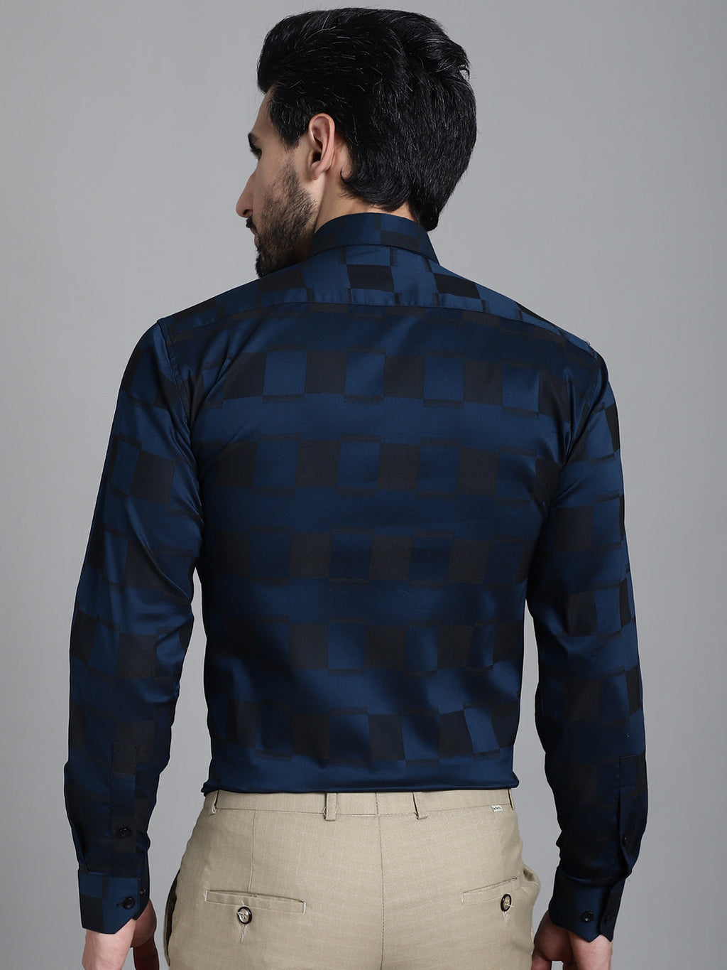 Indian Needle Men's Printed Formal Shirt - Peacock | Grocsy
