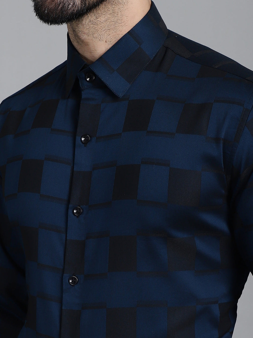 Indian Needle Men's Printed Formal Shirt - Peacock | Grocsy