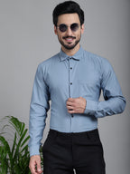 Indian Needle Men's Woven Design Formal Shirt - Grey | Grocsy