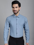 Indian Needle Men's Woven Design Formal Shirt - Grey | Grocsy