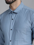 Indian Needle Men's Woven Design Formal Shirt - Grey | Grocsy