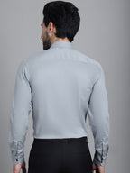 Indian Needle Men's Woven Design Formal Shirt - Steel-Grey | Grocsy