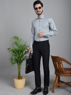 Indian Needle Men's Woven Design Formal Shirt - Steel-Grey | Grocsy