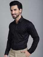 Indian Needle Men's Printed Formal Shirt - Black | Grocsy