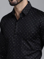Indian Needle Men's Printed Formal Shirt - Black | Grocsy