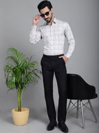 Indian Needle Men's Checked Formal Shirt - Cream | Grocsy