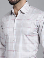Indian Needle Men's Checked Formal Shirt - Cream | Grocsy