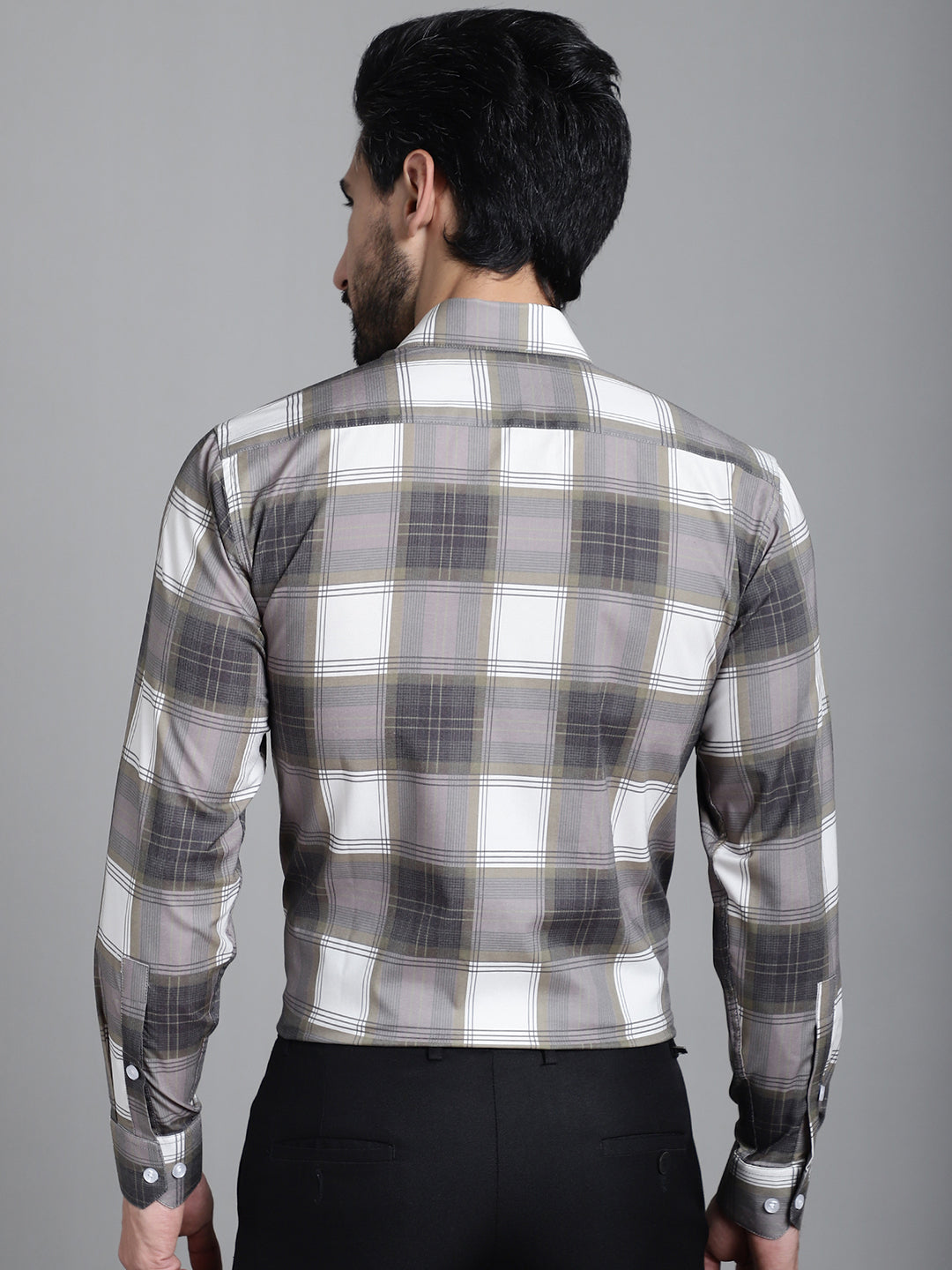 Indian Needle Men's Checked Formal Shirt - Brown | Grocsy