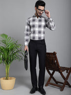 Indian Needle Men's Checked Formal Shirt - Grey | Grocsy