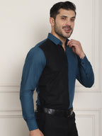 Indian Needle Men's Premium Cotton Satin Formal Shirt - Peacock | Grocsy
