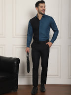 Indian Needle Men's Premium Cotton Satin Formal Shirt - Peacock | Grocsy