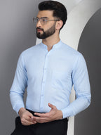 Indian Needle Men's Cotton Solid Formal Shirt - Firozi | Grocsy