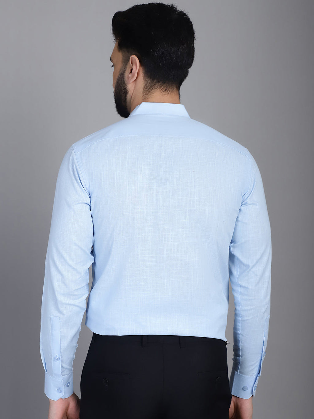Indian Needle Men's Cotton Solid Formal Shirt - Firozi | Grocsy