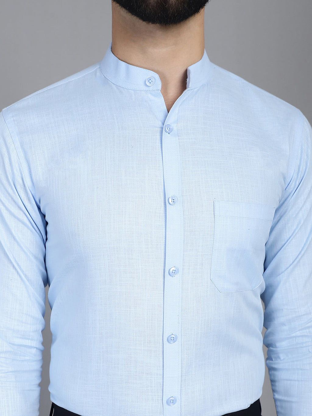 Indian Needle Men's Cotton Solid Formal Shirt - Firozi | Grocsy