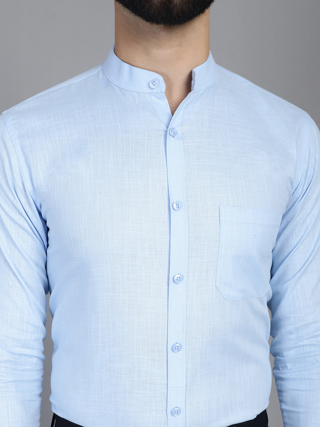 Indian Needle Men's Cotton Solid Formal Shirt - Firozi | Grocsy
