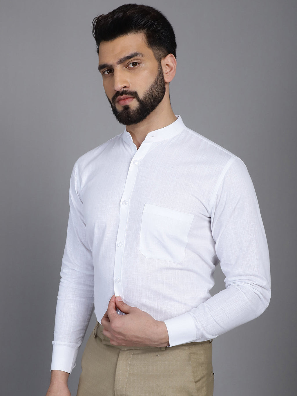 Indian Needle Men's Cotton Solid Formal Shirt - White | Grocsy