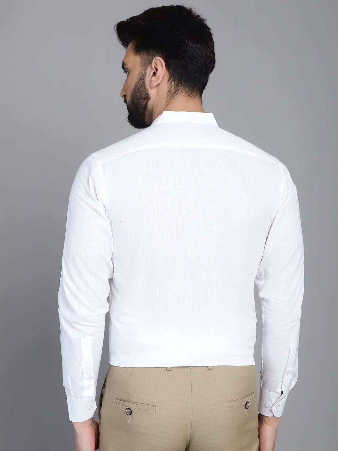 Indian Needle Men's Cotton Solid Formal Shirt - White | Grocsy