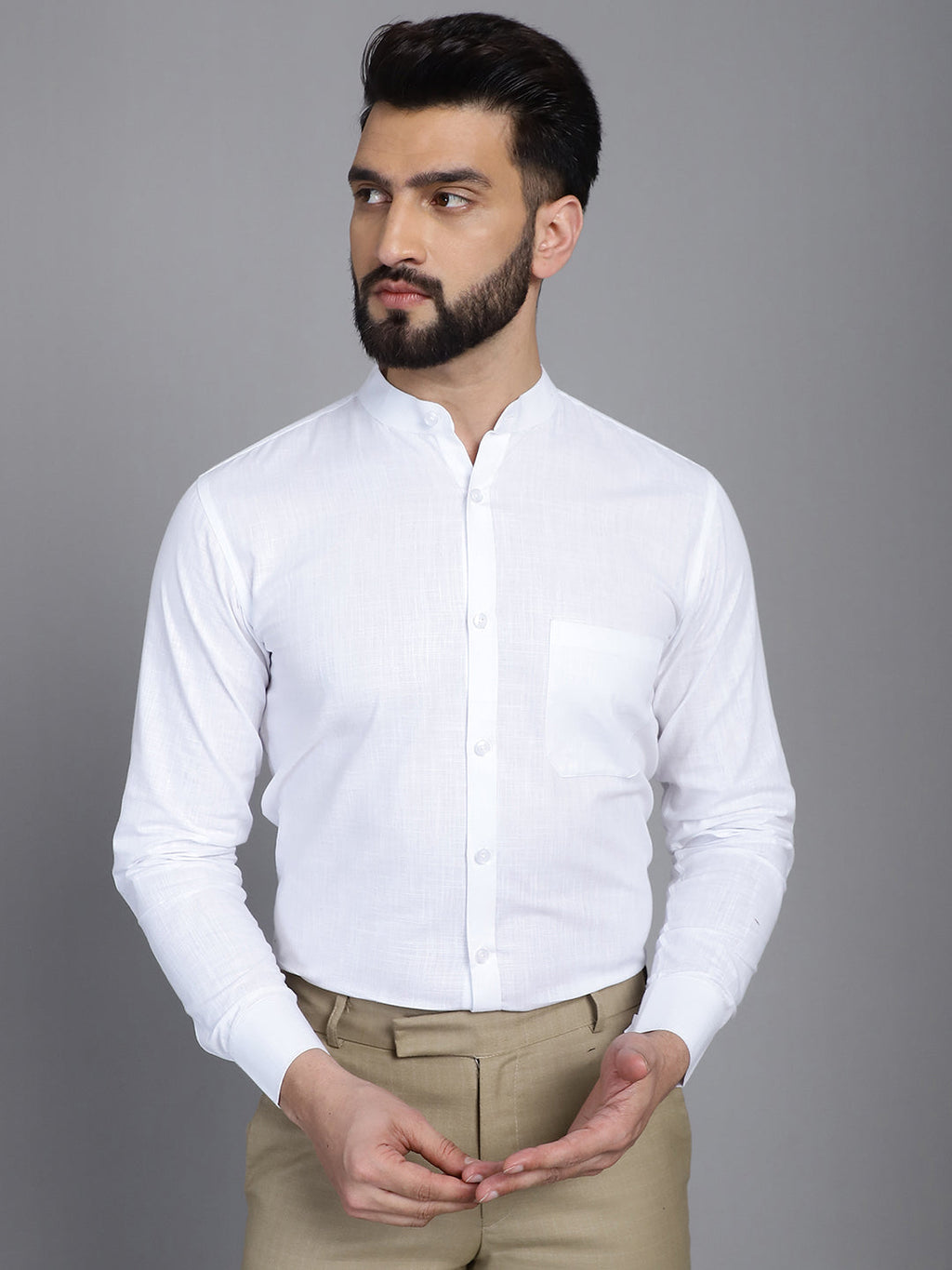 Indian Needle Men's Cotton Solid Formal Shirt - White | Grocsy