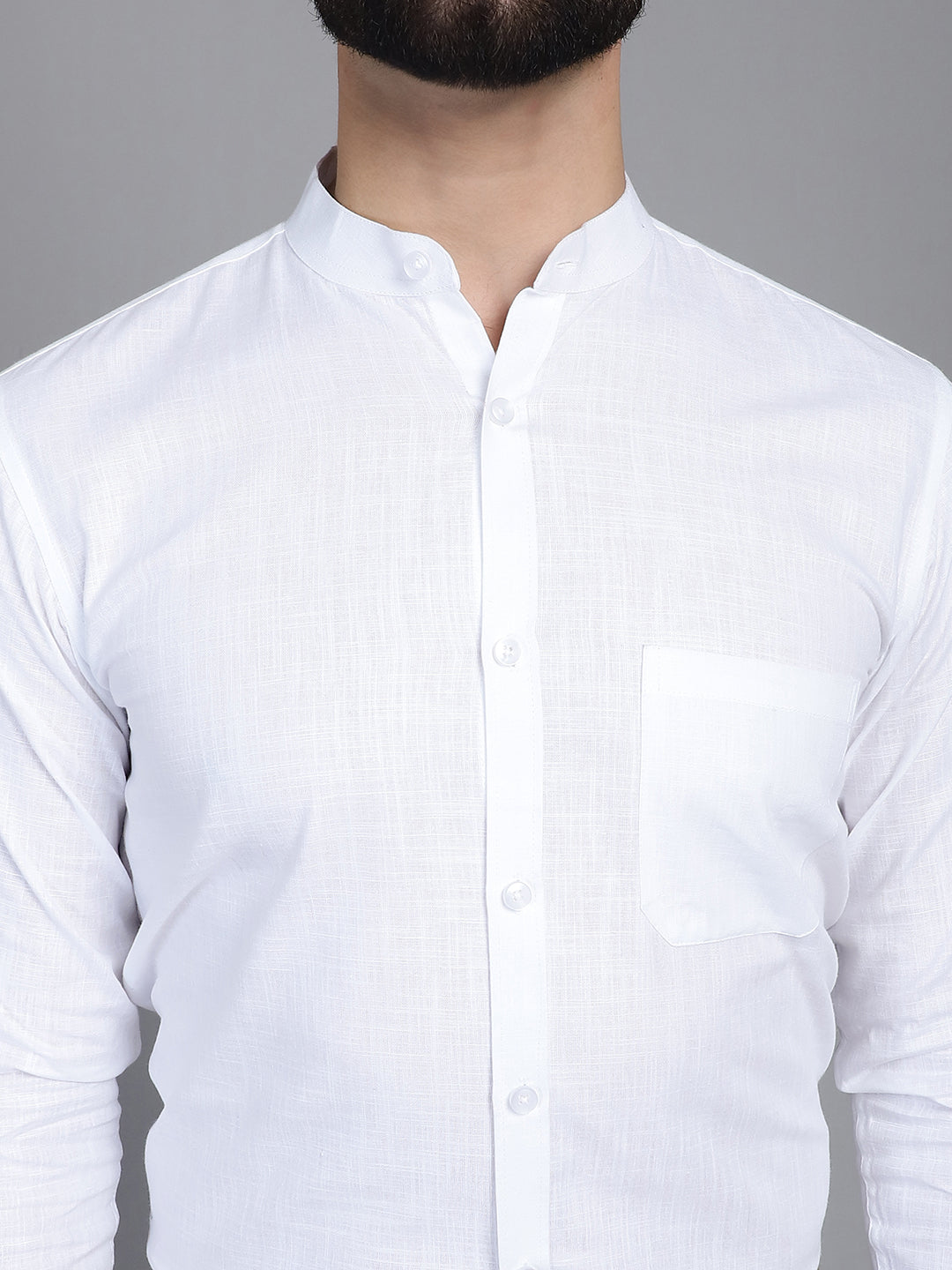 Indian Needle Men's Cotton Solid Formal Shirt - White | Grocsy