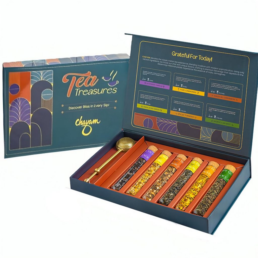 Chayam Assorted Tea Gift Set With Brass Infuser | Grocsy