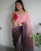 Vamsee Antara Brown Georgette Saree | Grocsy