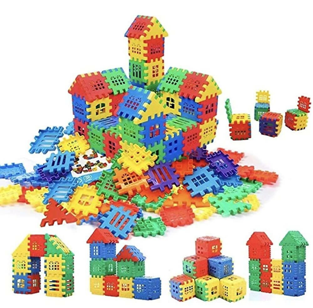 Kipa Multi Colored 72 Pcs Mega Jumbo Happy Home House Building Blocks with Attractive Windows and Smooth Rounded Edges - Building Blocks for Kids | Grocsy