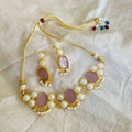 Light Pink Druzzy Stone Necklace Set By House of Ree - Swadesiicart