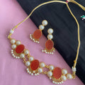 Orange Druzzy Stone Necklace Set By House of Ree - Swadesiicart