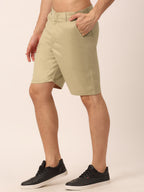 Jainish Men's Casual Cotton Solid Shorts ( SGP 153 Beige ) | Grocsy