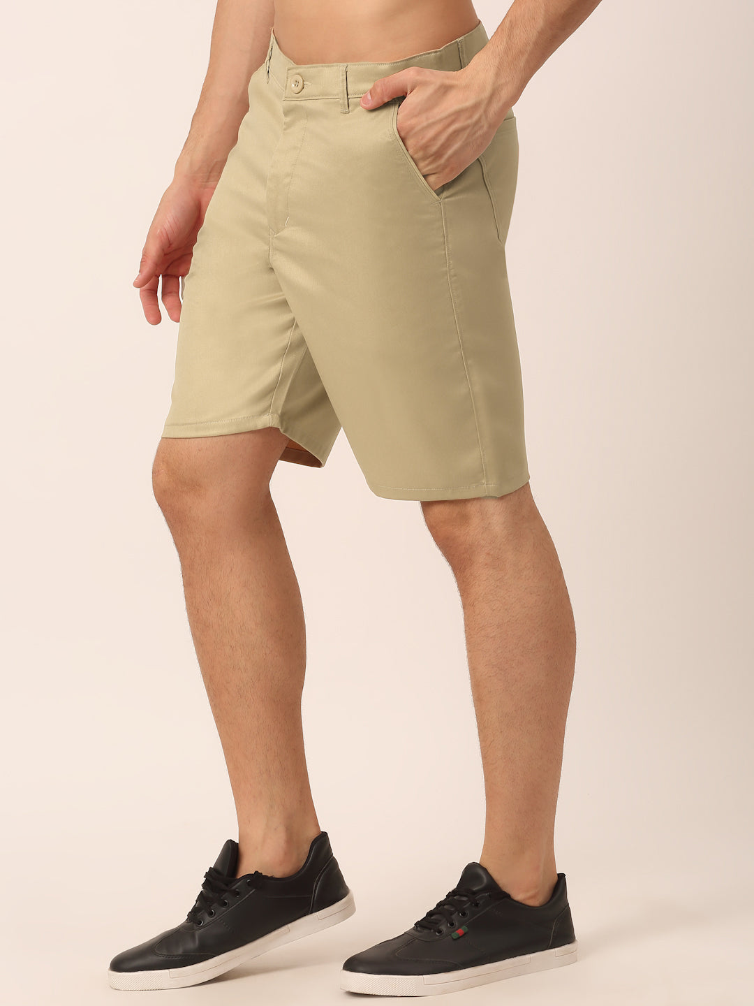 Jainish Men's Casual Cotton Solid Shorts ( SGP 153 Beige ) | Grocsy