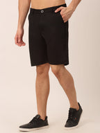 Jainish Men's Casual Cotton Solid Shorts ( SGP 153 Black ) | Grocsy