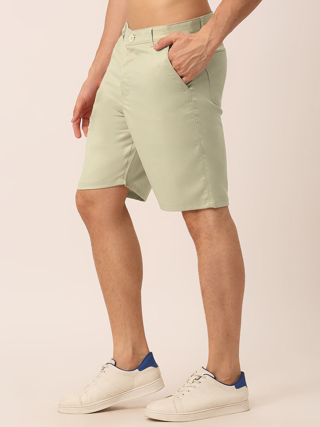 Jainish Men's Casual Cotton Solid Shorts ( SGP 153 Cream ) | Grocsy