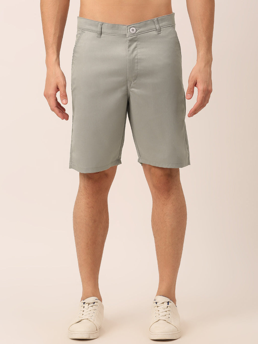 Jainish Men's Casual Cotton Solid Shorts ( SGP 153 Light-Grey ) | Grocsy
