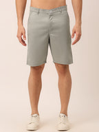 Jainish Men's Casual Cotton Solid Shorts ( SGP 153 Light-Grey ) | Grocsy
