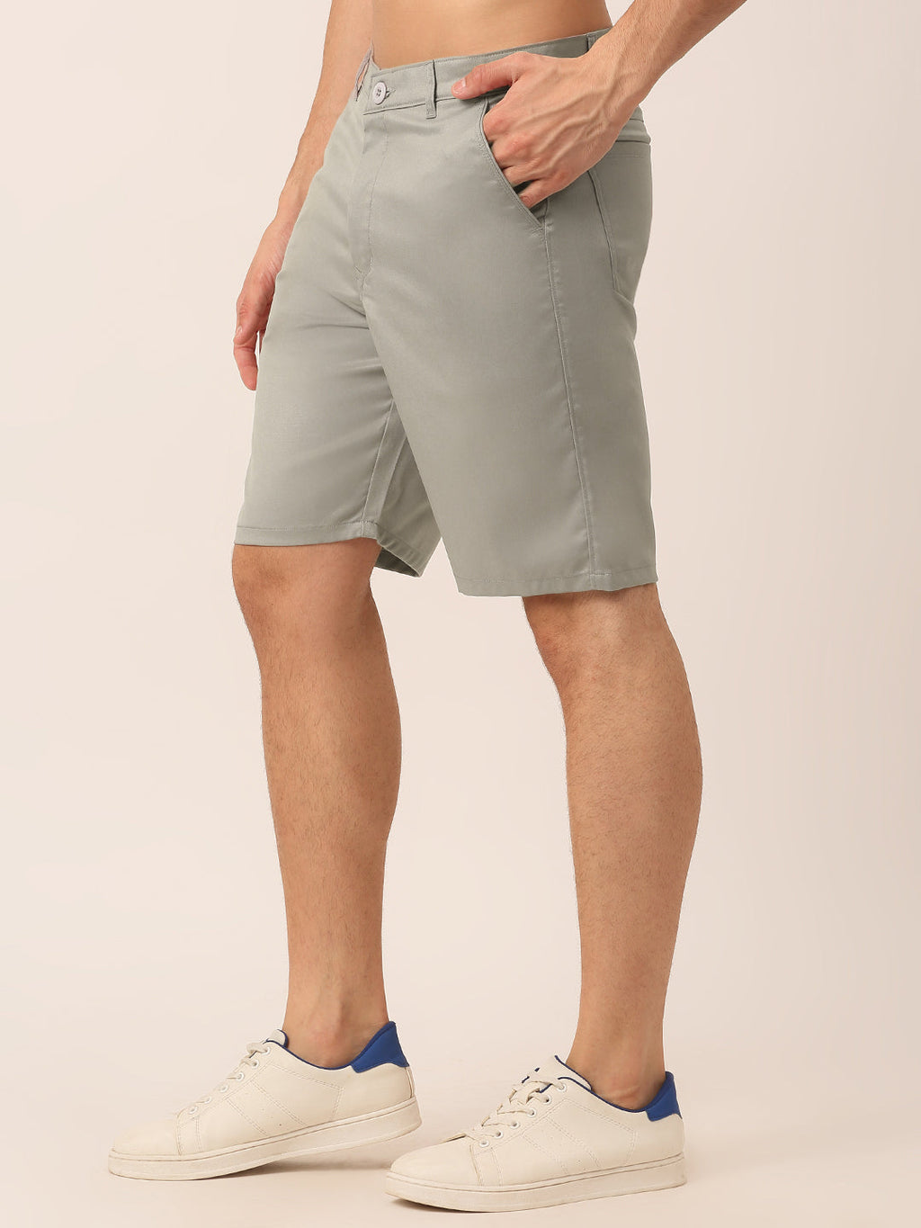 Jainish Men's Casual Cotton Solid Shorts ( SGP 153 Light-Grey ) | Grocsy