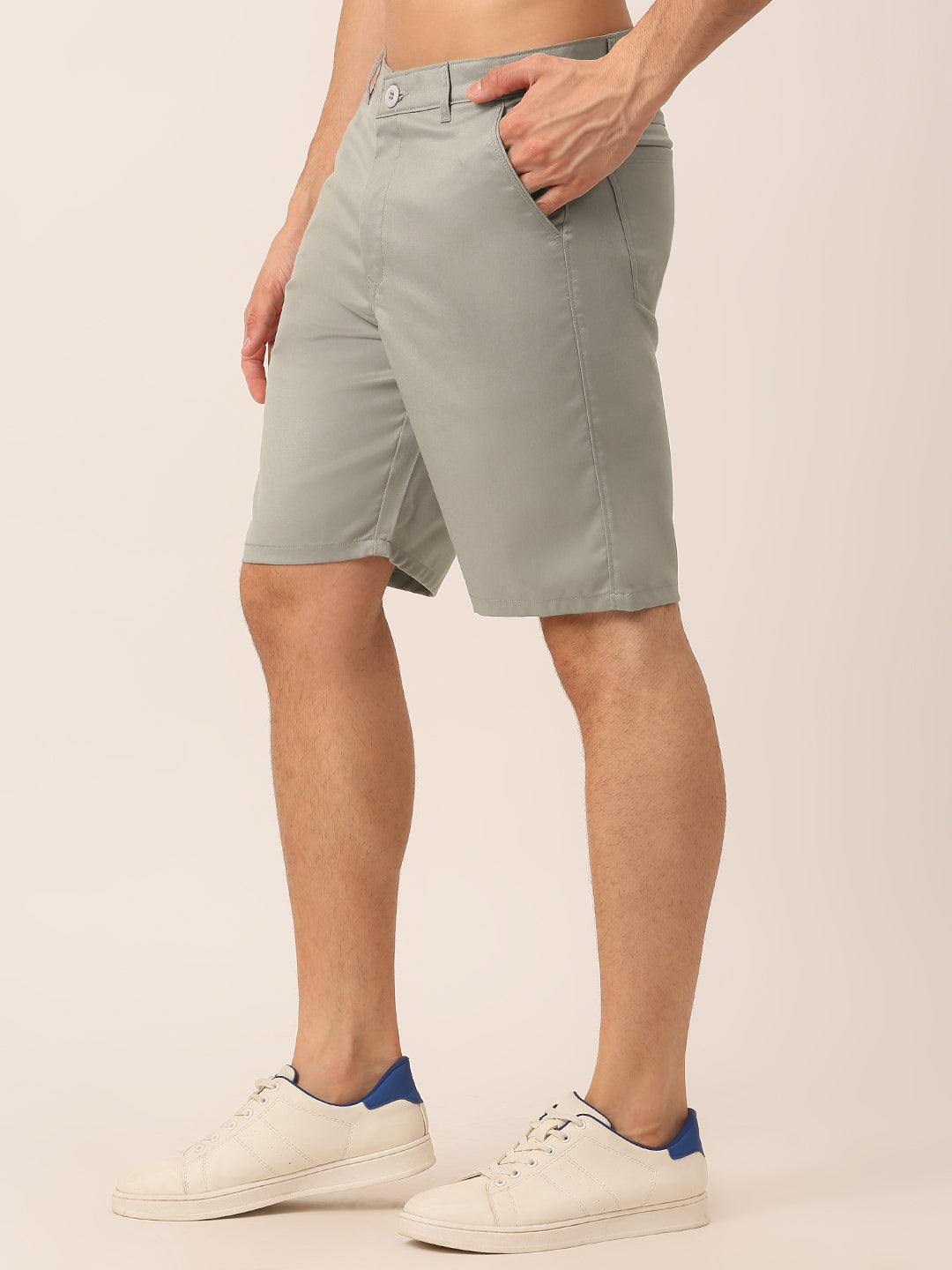 Jainish Men's Casual Cotton Solid Shorts ( SGP 153 Light-Grey ) | Grocsy