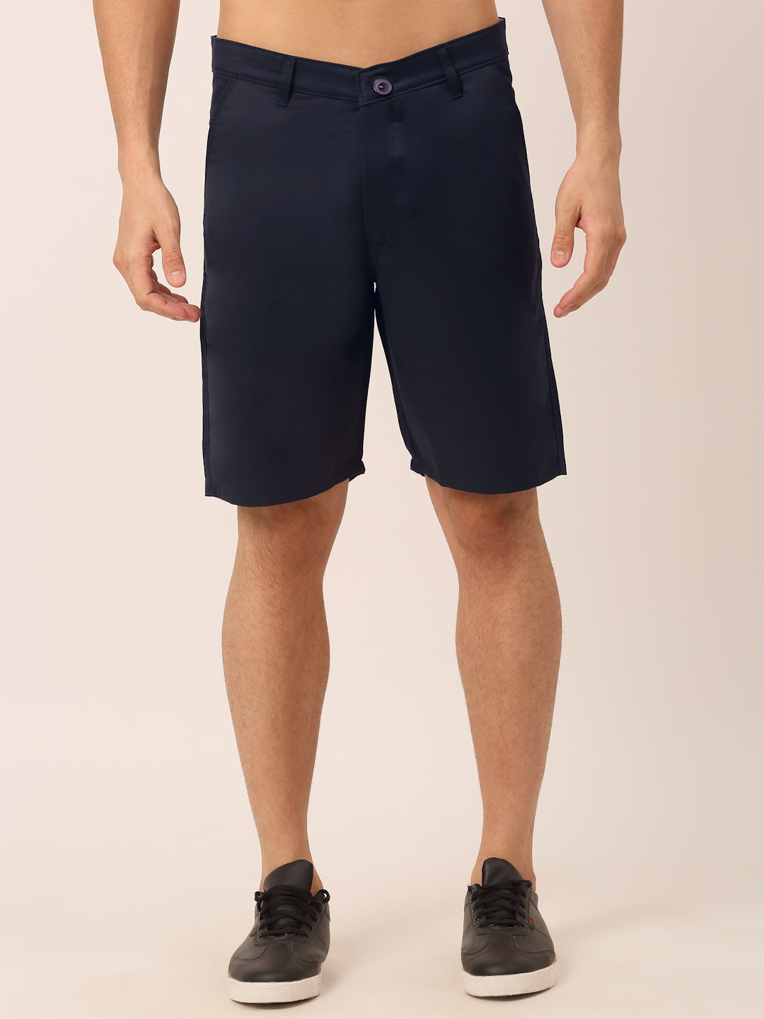 Jainish Men's Casual Cotton Solid Shorts ( SGP 153 Navy ) | Grocsy